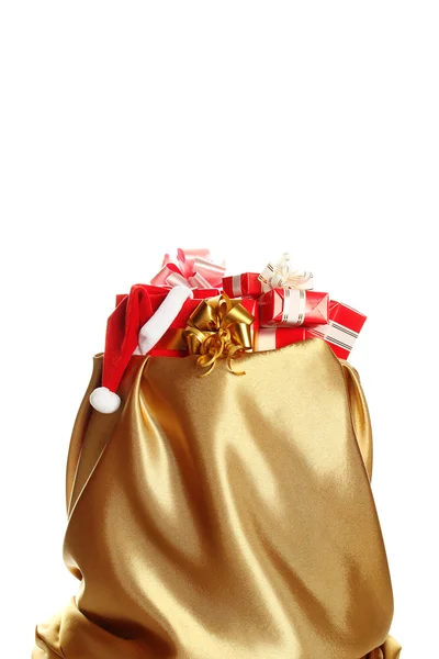 Santa säck med julklappar — Stockfoto