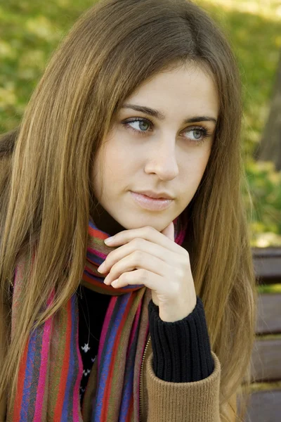 Porträt einer attraktiven jungen Frau im Herbst — Stockfoto