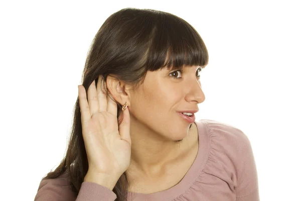Mujer escuchando chismes — Foto de Stock
