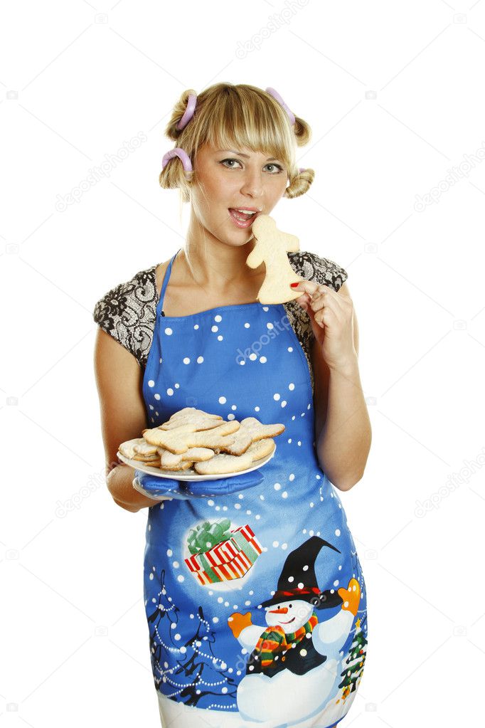 Young woman with Christmas cookies
