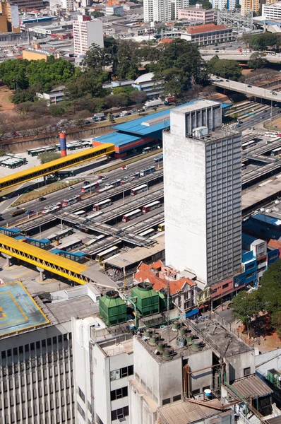 Bus terminal in park Dom Pedro, Sao Paulo — Stock Photo, Image
