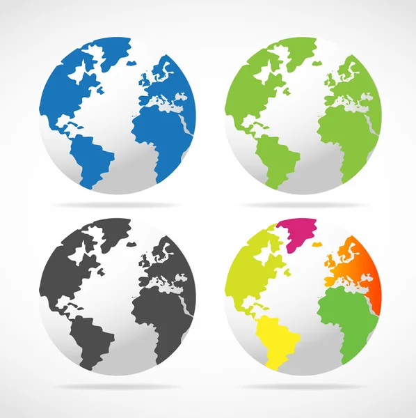 Ensemble de carte du globe terrestre mondial — Image vectorielle