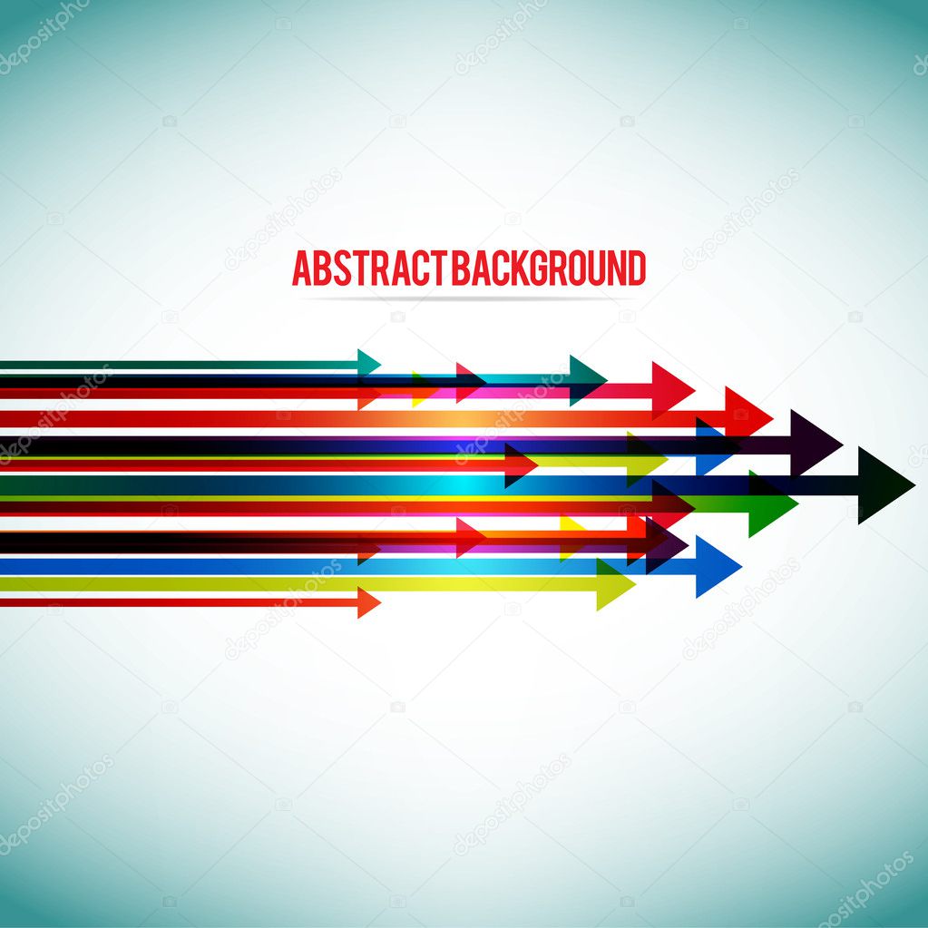 Abstract blue background with colorful arrows.