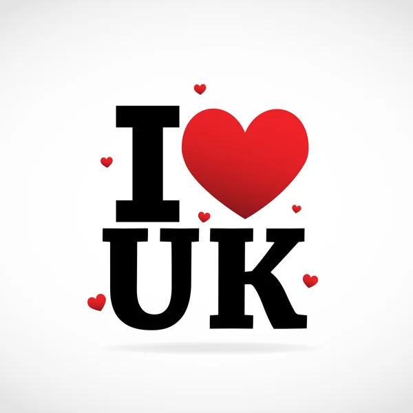 stock vector I Love UK with hearts.