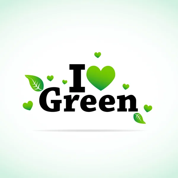 Eu amo verde — Vetor de Stock