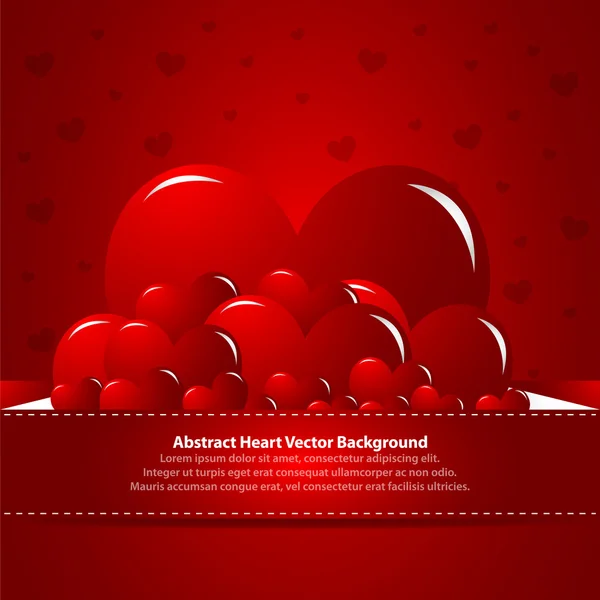 Gyönyörű szívét, piros háttér — Stock Vector