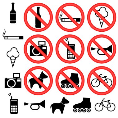 Prohibitory signs. clipart