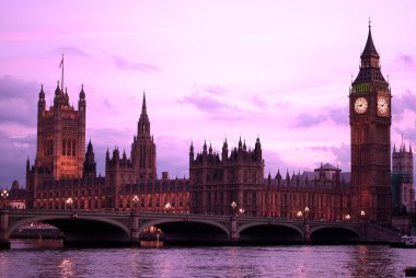 Big Ben at sunset London UK clipart