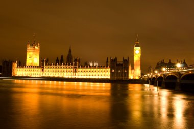 Big Ben at night London UK clipart