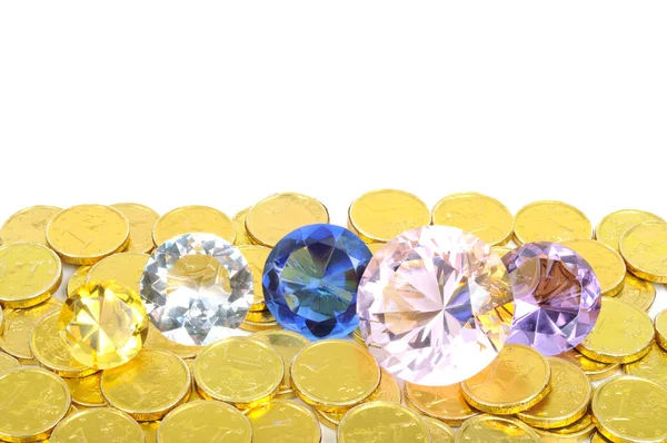 Gold and diamonds boarder — Stock Photo, Image