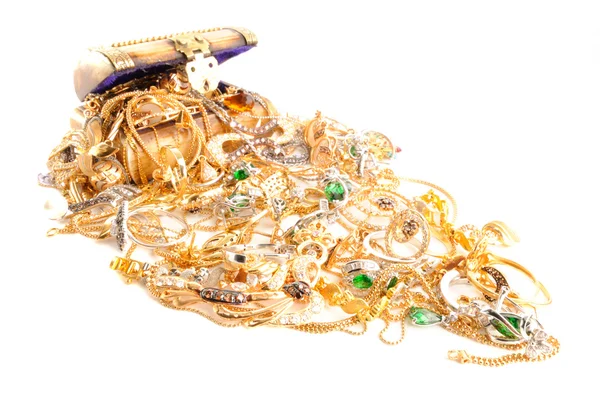 Lot of gold jewelry — Stock Photo, Image