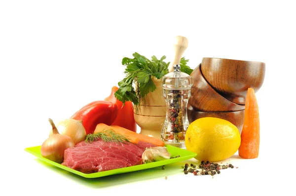 Fresh vegetables and beef — Stock Photo, Image
