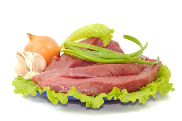 Carne crua e especiarias — Fotografia de Stock
