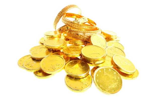 Spousta zlatých mincí — Stock fotografie