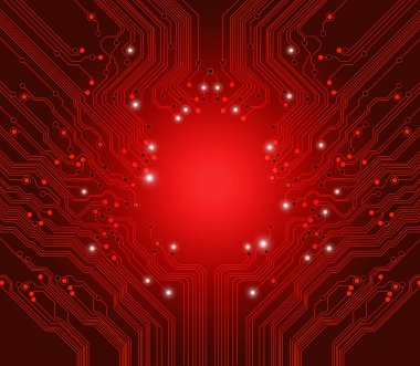 Circuit board vector red background