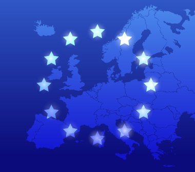 Europe map and flag background clipart