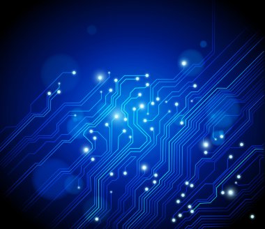 Abstract electronics blue background with circuit board texture - vector