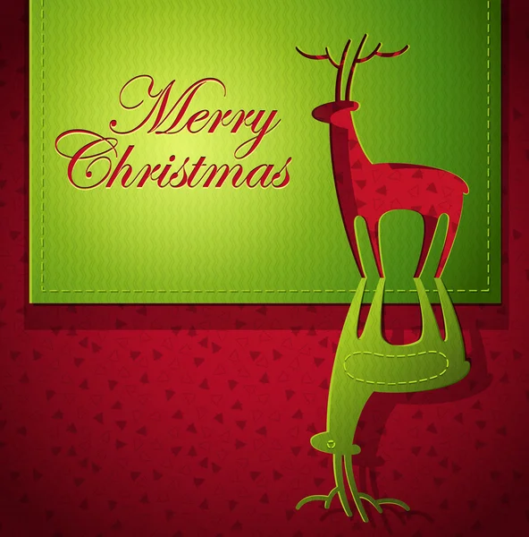 Natal cartão de saudação na moda - cor vermelha e verde — Vetor de Stock