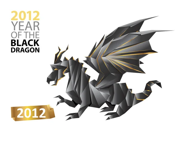 Черный дракон и лейбл 2012 года — стоковый вектор