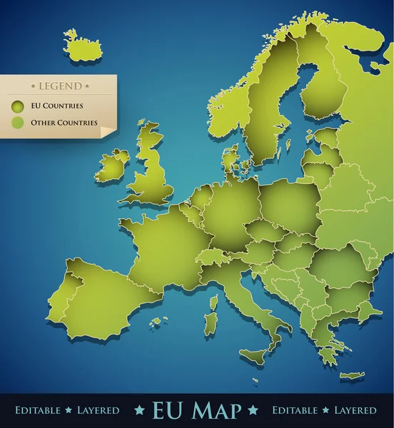 Vektörel Avrupa Haritası Avrupa Birliği (AB) ülkeleri ile — Stok Vektör