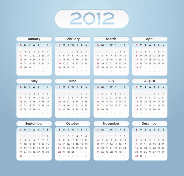 2012 calendário de negócios —  Vetores de Stock