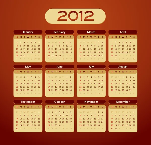 ビンテージ スタイルの 2012 年カレンダー- — ストックベクタ