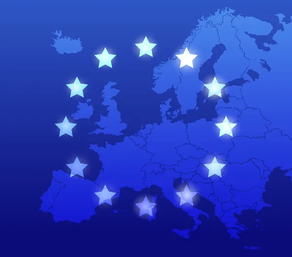 Mapa de Europa y fondo de la bandera — Vector de stock