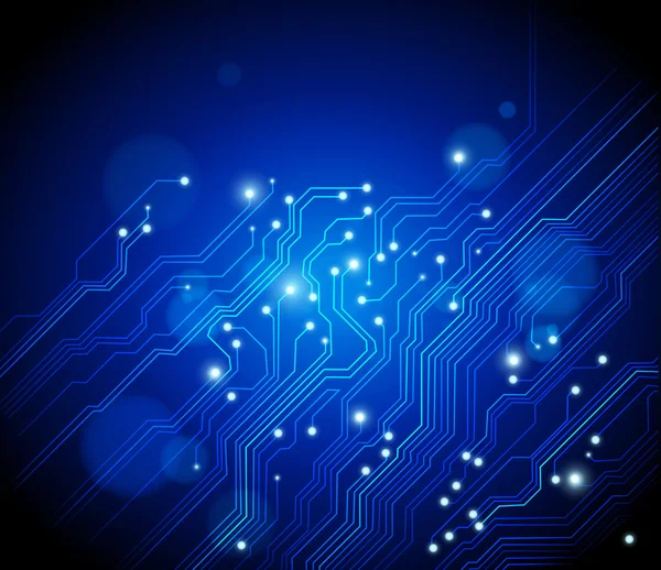 Electrónica abstracta fondo azul con textura de placa de circuito - vector — Vector de stock
