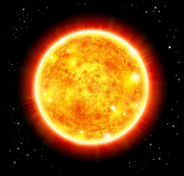 Sole in uno sfondo spaziale — Vettoriale Stock