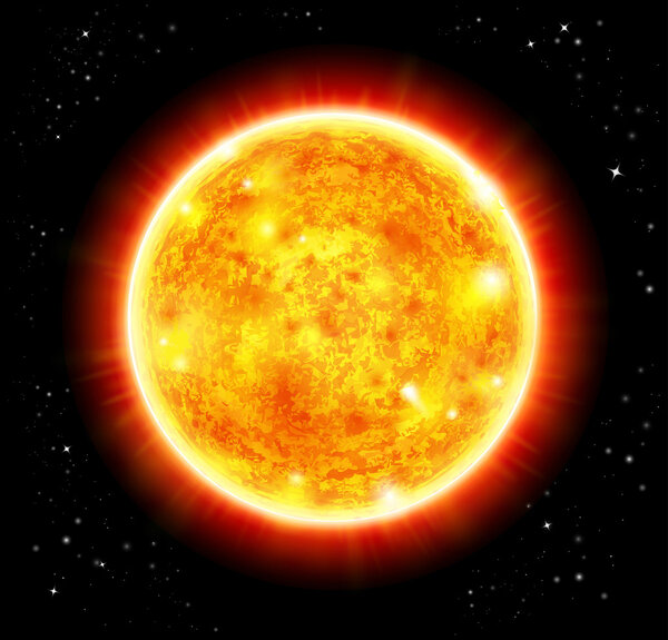 Sun in a space background