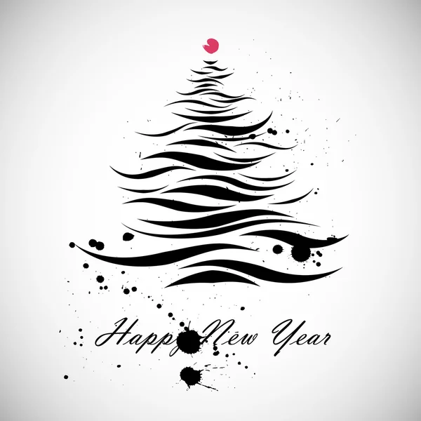 Nový rok vánoční strom tvar v kaligrafických stylů — Stockový vektor