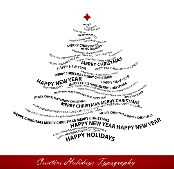 Christmas tree shape from words - typographic composition - vect