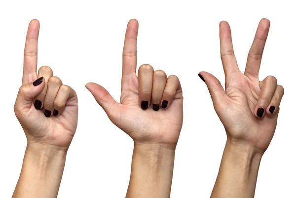 Ženské ruce odpočítávání gesto — Stock fotografie