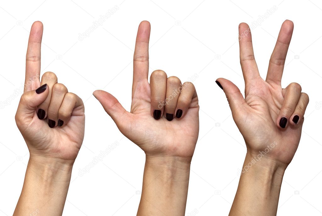 Female hands countdown gesture