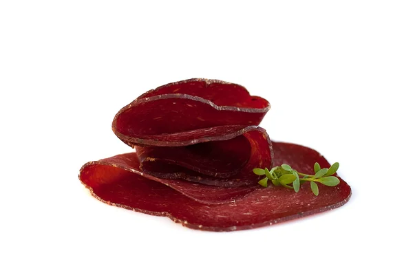 Comida gourmet italiana: salchicha roja aislada — Foto de Stock