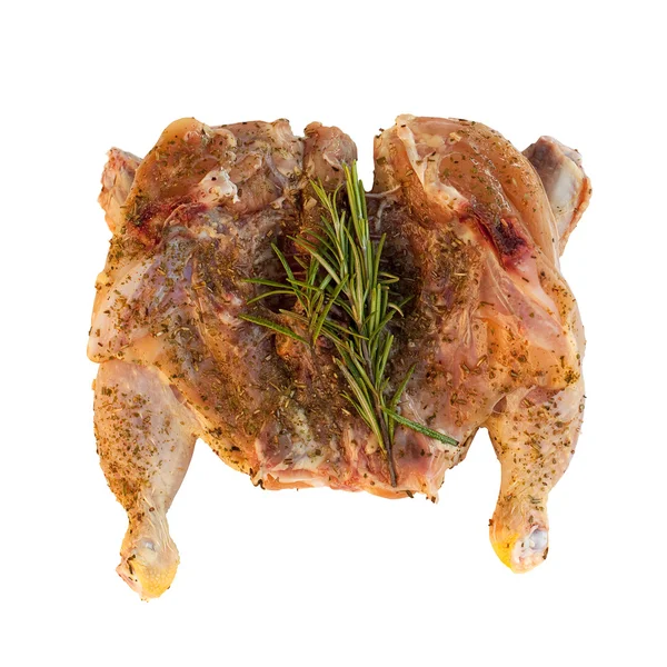 Carne di pollo cruda con erbe isolate — Foto Stock