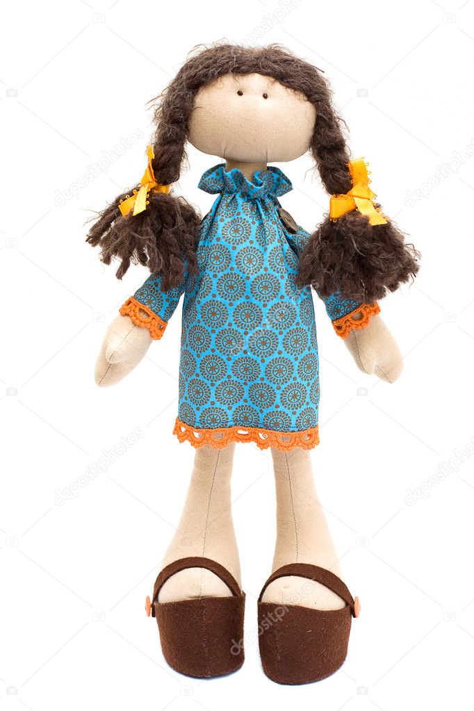 Handmade doll isolated on white