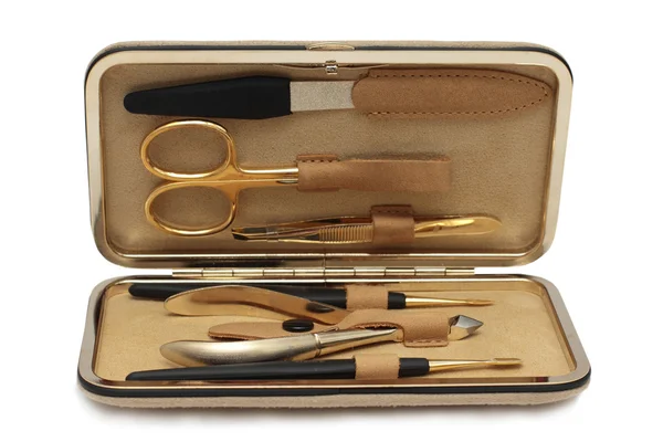 Manicure set - golden tools — Stock Photo, Image