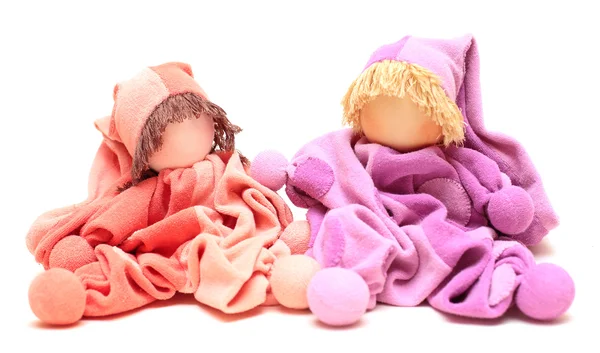 Ręcznie robione zabawki dla noworodka na białym tle — Zdjęcie stockowe