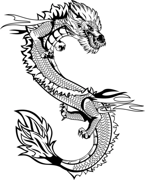 Chinese dragon black and white | Chinese dragon black white — Stock ...