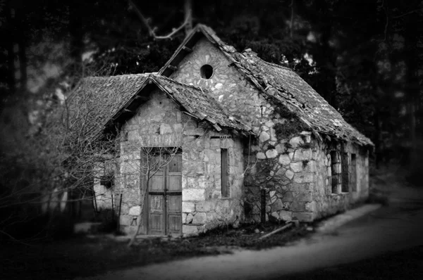 Rumah berhantu di hutan Stok Gambar