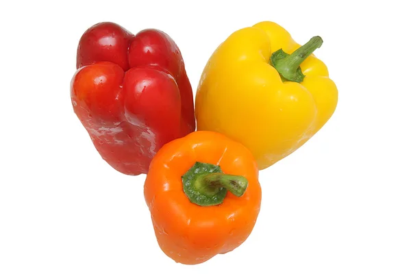 Tre peperoni isolati — Foto Stock
