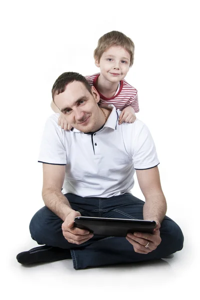 Otec a syn s počítačem. — Stock fotografie