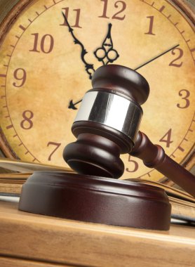 Gavel and old clock clipart