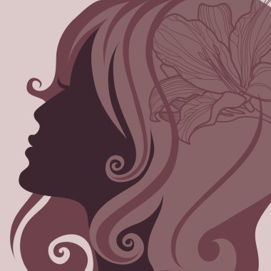 Vector girl with beautiful hair clipart