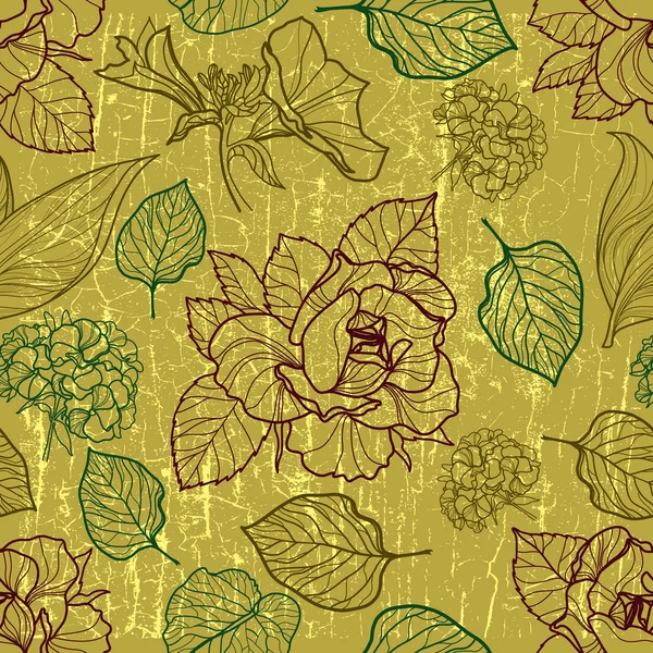 Modèle floral vectoriel sans couture avec herbier — Image vectorielle