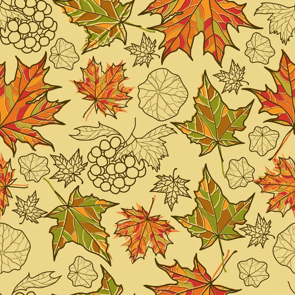 Seamless vector grunge autumn leaves background. Thanksgiving — Stock Vector
