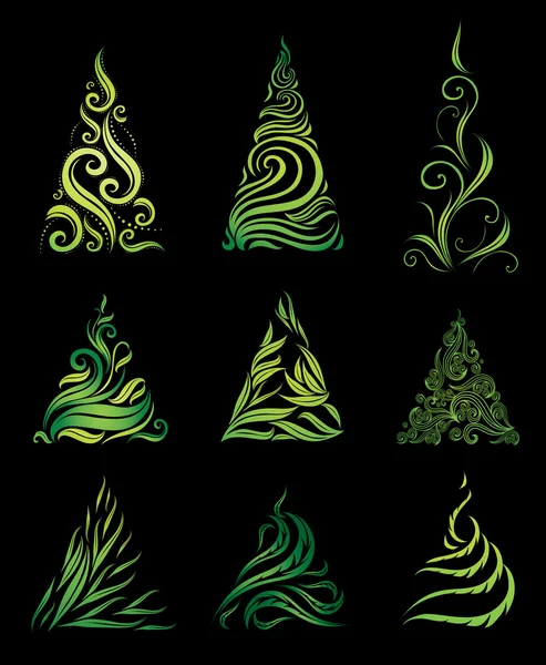 Conjunto vectorial de árboles de Navidad decorativos — Vector de stock