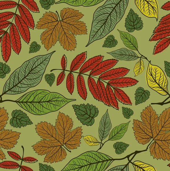 シームレスなベクター秋の葉の背景。感謝祭 — ストックベクタ