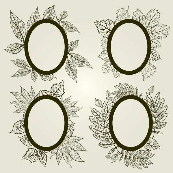Ensemble vectoriel de cadres de feuilles d'automne — Image vectorielle